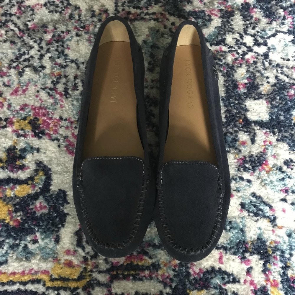 Jack Rogers "Millie" Dark Blue Suede Mocassins, Sz. 9.5, NIB - Picture 2 of 6